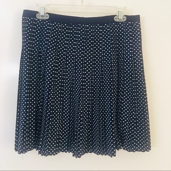 J Crew pleated polka dot navy skirt sz 8 - Picture 2 of 6